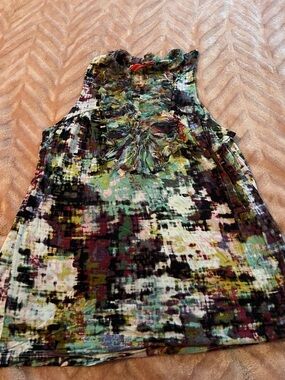 Sleeveless Ruffle Front Abstract Print Top - Multicolor from Anthropologie